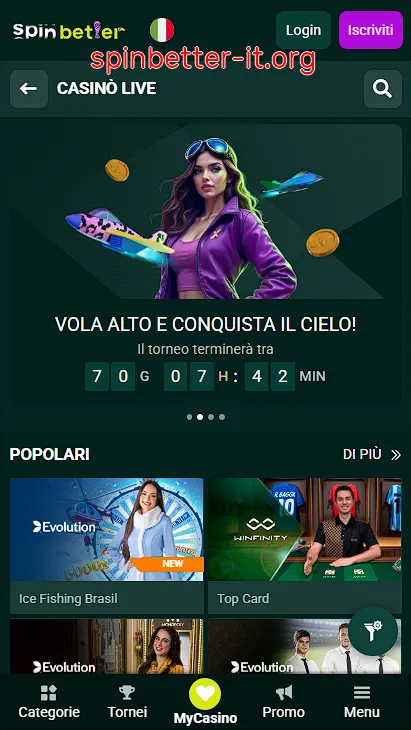 Casinò live su SpinBetter Italia