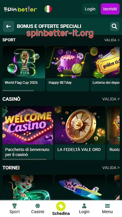 Bonus e offerte speciali di SpinBetter Italia