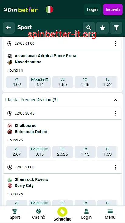 Eventi sportivi disponibili per le scommesse
