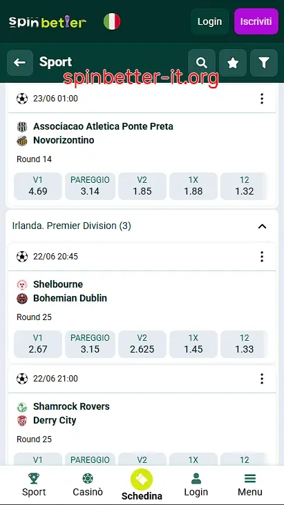Eventi sportivi disponibili per le scommesse